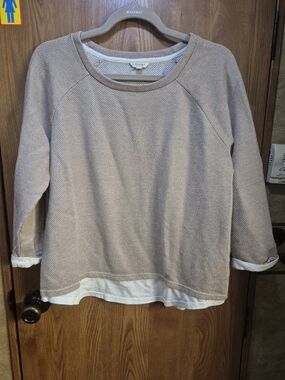 Sonoma Cream and Tan Textured Crewneck Sweater.   Box 45